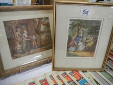 Two early 20th century framed and glazed coloured engravings, COLLECT ONLY.