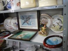 A quantity of bird decorated plates, bird pictures etc., COLLECT ONLY.