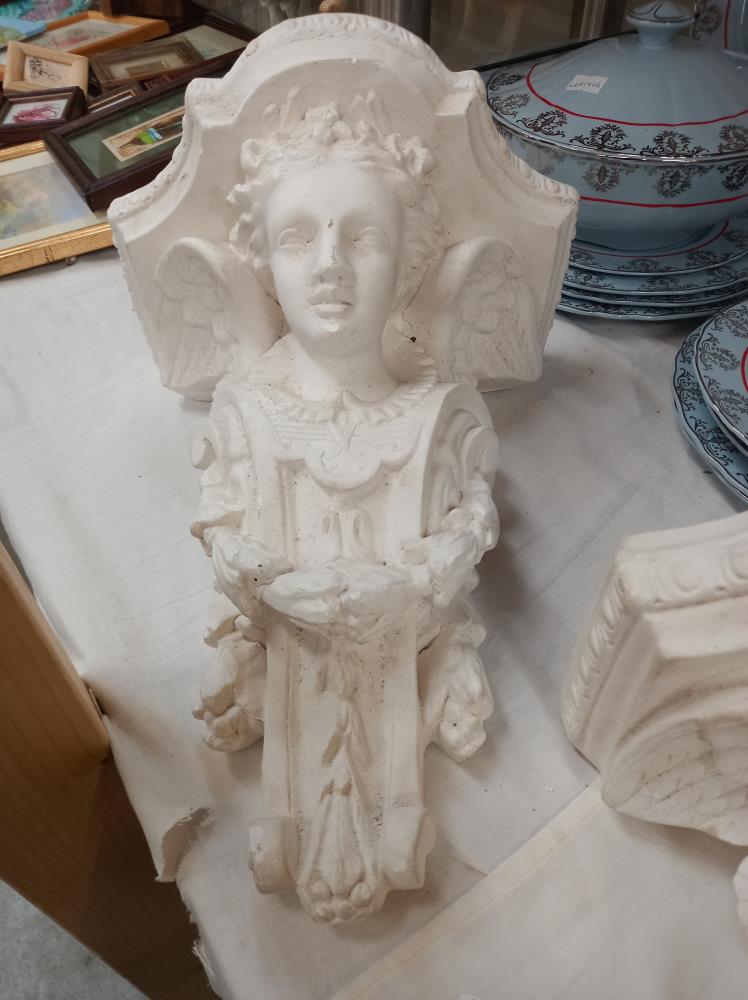 A pair of plaster figural wall bracket shelves COLLECT ONLY - Image 2 of 3