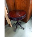 A dark wood stained 2 drawer drum table COLLECT ONLY