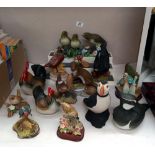 A quantity of porcelain bird figures etc including chickens COLLECT ONLY