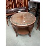 A 1930's glazed top coffee table on Queen Anne legs COLLECT ONLY