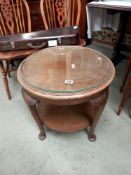 A 1930's glazed top coffee table on Queen Anne legs COLLECT ONLY