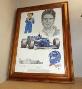 A framed and glazed tribute to Damon Hill signed prints