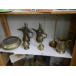 A mixed lot of old brass ware.