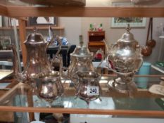 A silver plate tea set plus kettle on stand COLLECT ONLY