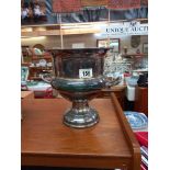 A large silver plate 2 handled wine cooler in form of an urn COLLECT ONLY
