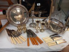 A selection of silver plate including vases, egg cups & cutlery etc. COLLECT ONLY