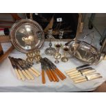 A selection of silver plate including vases, egg cups & cutlery etc. COLLECT ONLY