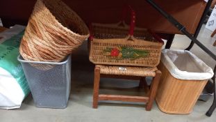A wicker basket & stool etc. COLLECT ONLY