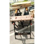 A pair of saw horses, Workmate & 2 pasting tables COLLECT ONLY