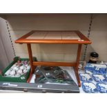 A teak framed tile topped coffee table COLLECT ONLY
