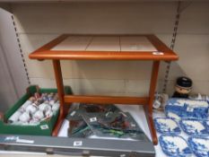 A teak framed tile topped coffee table COLLECT ONLY
