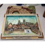 A vintage Ray Fisk painted plaque of Lincoln and one of Brayford arch.