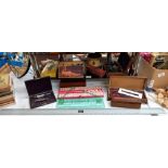 A vintage chess set, draughts & dominoes etc including boxed Hohner super chromonica harmonica