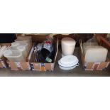 A good lot of kitchenalia including Tupperware storage containers, enamel roasting tin etc COLLECT