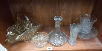 A good lot of old glassware including bowl, vase etc COLLECT ONLY