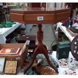 An octagonal walnut veneered top with string inlay side tea table COLLECT ONLY