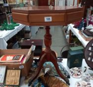 An octagonal walnut veneered top with string inlay side tea table COLLECT ONLY
