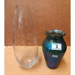 A signed art glass vase (Glasform) and 1 other vase