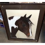 A large framed print of a horses head 70cm x 81cm COLLECT ONLY