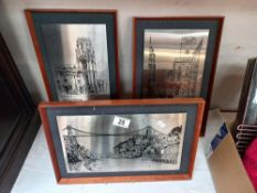 3 vintage connoisseur steel reproduction scenes of Bristol