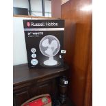 A Russell Hobbs desk fan, box still sealed so as new