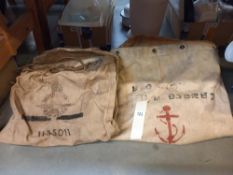 3 vintage military duffle bags/holdalls, 2 marked RAF, 1 dated September 29th 1945