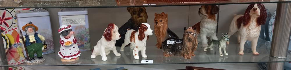 A selection of dog ornaments etc. including Regency Fine Art, Tales of Honeysuckle Hill