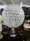 A large multi faceted glass table lamp, COLLECT ONLY.