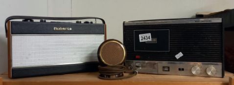 An old microphone, A Roberts radio & Marconi phone COLLECT ONLY
