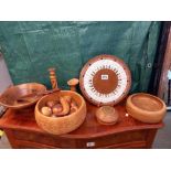 Wooden fruit bowls, carved fruit etc Collect Only