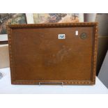 A 1930's wood tray with George Vl and Elizabeth insert medallion Collect only