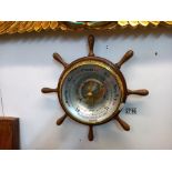A shortland aneroid barometer in form of a ships wheel Collect only