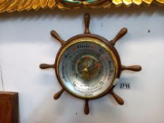 A shortland aneroid barometer in form of a ships wheel Collect only