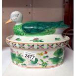 A Chinese style pottery duck tureen COLLECT ONLY