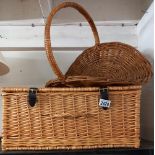 A wicker picnic basket & a cut flowers basket COLLECT ONLY