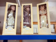 3 boxed porcelain Dolls COLLECT ONLY