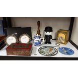 A quantity of miscellaneous items including Homepride man, old tin & pair of boxed orchid photo