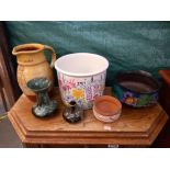 A selection of planters vases and Silver Jubilee terracotta jug