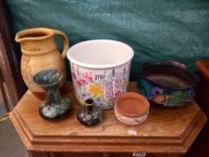 A selection of planters vases and Silver Jubilee terracotta jug