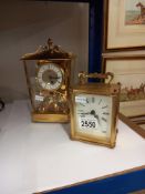 A Smiths Astral carriage clock & 1 other COLLECT ONLY