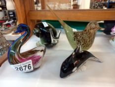 4 Art glass animals including snail & whale etc Collect only