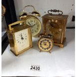 2 mantle clocks & 2 alarm clocks