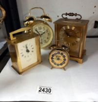 2 mantle clocks & 2 alarm clocks
