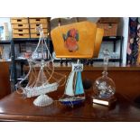 A handmade filigree glass boat & others COLLECT ONLY