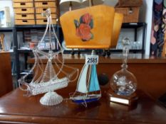 A handmade filigree glass boat & others COLLECT ONLY