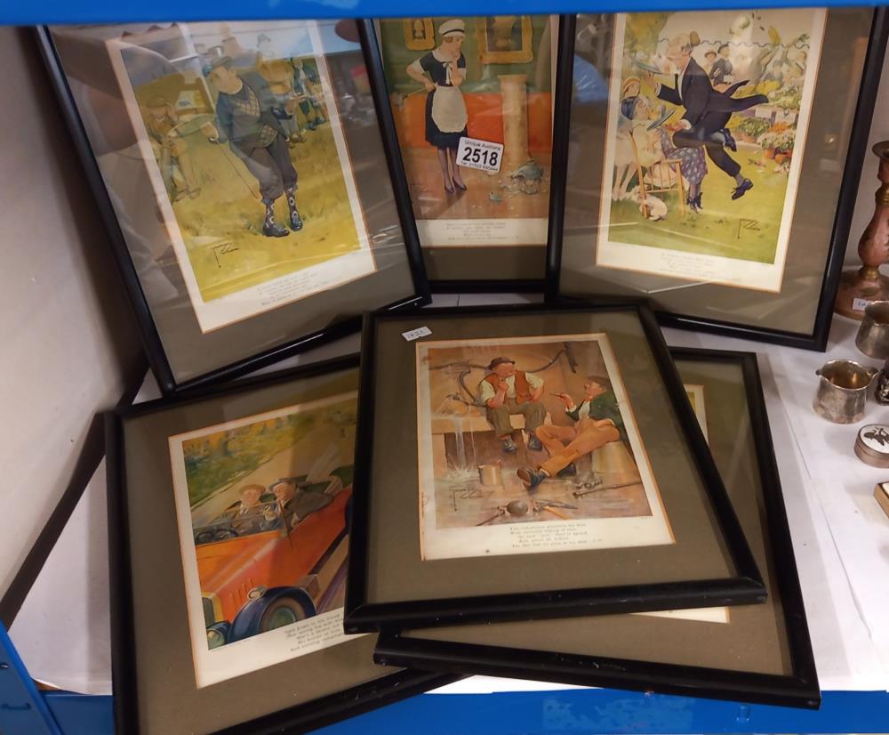 6 framed vintage prints by Lawson woods COLLECT ONLY