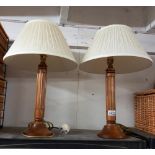 2 wooden bedside table lamps with shades COLLECT ONLY