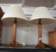 2 wooden bedside table lamps with shades COLLECT ONLY